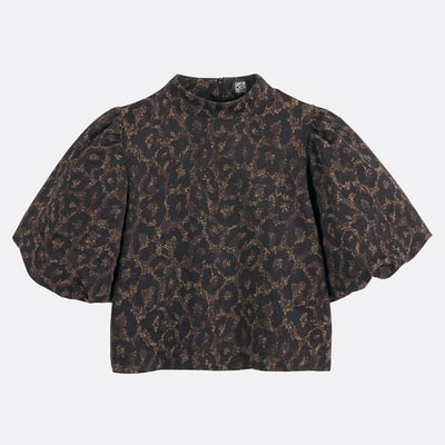 Blouse met opstaande kraag, luipaardjacquard LA REDOUTE COLLECTIONS