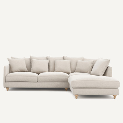 Canapé d'angle convertible, en toile chinée, LAZARE AM.PM