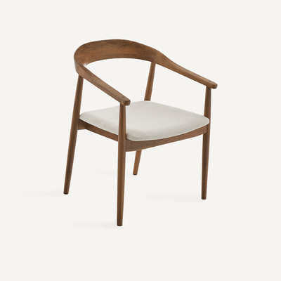 Fauteuil de table, en noyer massif et tissu, GALB AM.PM