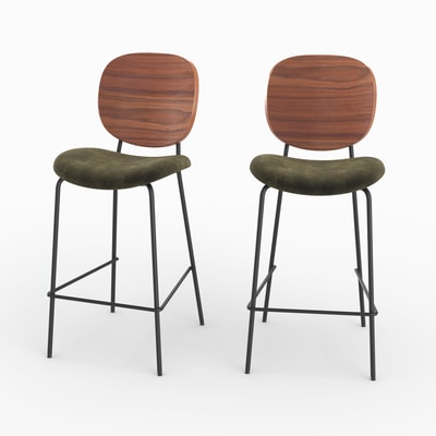 Lot de 2 chaises pour îlot central 65,5 cm en velours - SIMONE MAISON PAVANE
