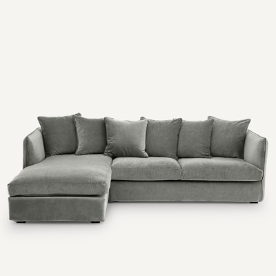 Canapé d'angle velours stonewashed, Neo Chiquito AM.PM
