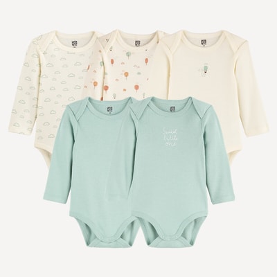 Set van 5 rompertjes met lange mouwen en Amerikaanse mouwuitsnijdingen LA REDOUTE COLLECTIONS
