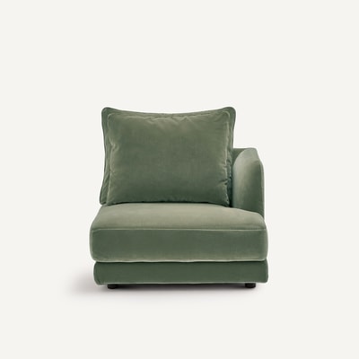 Rechtes Einzelsofa, modular, aus Samt, TIBERIO AM.PM
