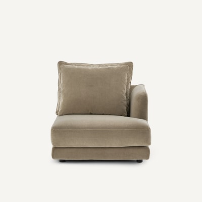 Halve bank rechts, modulair, van stonewashed fluweel, TIBERIO AM.PM