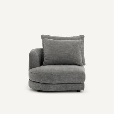 Demi-canapé gauche, arrondi, modulable en coton et lin, TIBERIO AM.PM