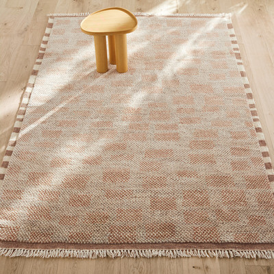 Teppich Dalmia mit Schachbrettmuster, Wolle und Baumwolle, handgeknüpft AM.PM