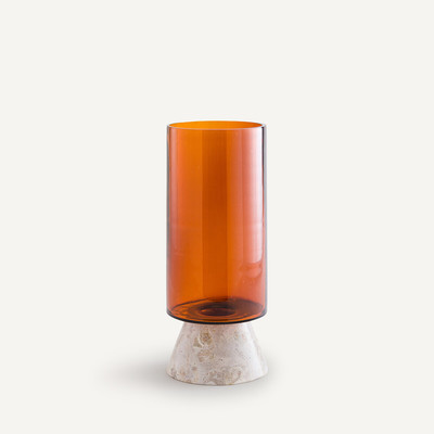 Vase en verre ambré et marbre, Trapani AM.PM