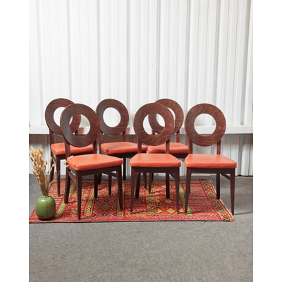 Lot de 6 chaises en bois Alma N°1366 - Bon état DEBONGOUT
