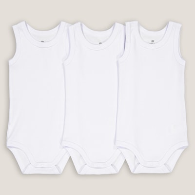 Set van 3 witte mouwloze rompertjes LA REDOUTE COLLECTIONS
