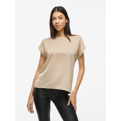 T-shirt in satijn, ronde hals VILA