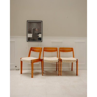 de 6 chaises en velours et bois Alma N°709 - Bon état DEBONGOUT