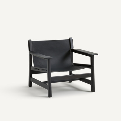 Fauteuil en cuir et chêne massif teinté, Arnaud AM.PM