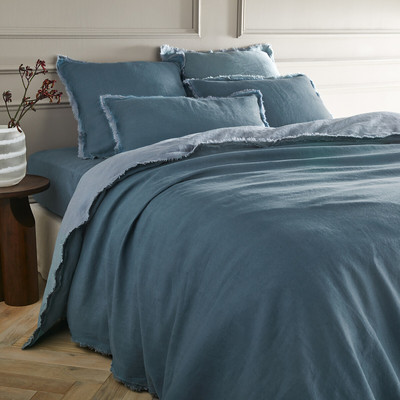 Alhanasia Washed Linen Duvet Cover with Double Fringe AM.PM