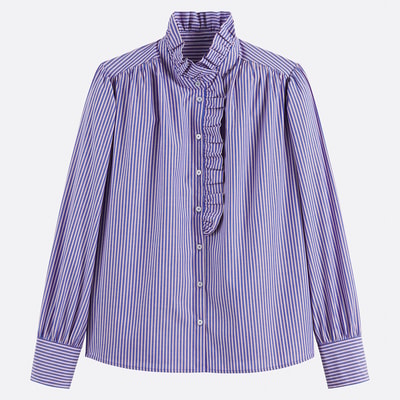 Gestreiftes Hemd, viktorianischer Kragen, Signatur CHARLÈNE LA REDOUTE COLLECTIONS