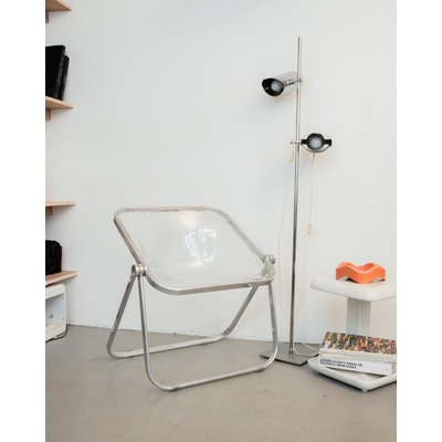 Fauteuil Plona en plexi et métal Jakob N°872 - Bon état DEBONGOUT