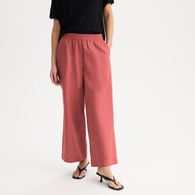 Wijde 7/8e broek van linnen en katoen met elastische tailleband ANNE WEYBURN