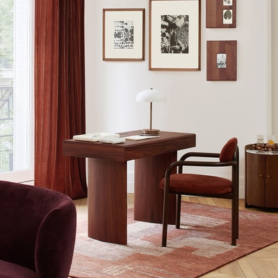 Scrivania in MDF impiallacciato palissandro, 2 cassetti, LEVENOR AM.PM