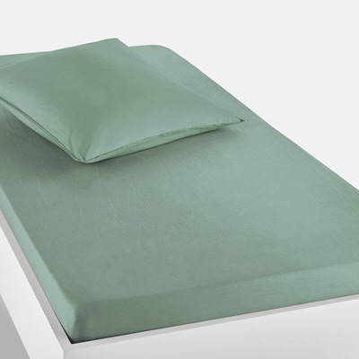 Hoeslaken voor kinderen, effen, gewassen katoen, omslag 30 cm, KUMCO LA REDOUTE INTERIEURS