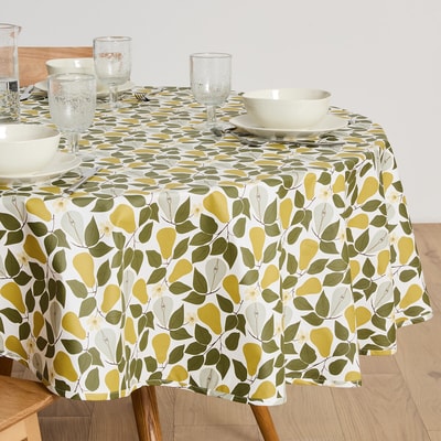 Nappe ronde imprimée, en coton enduit souple, VINTAGE PEAR LA REDOUTE INTERIEURS