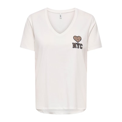 T-shirt de mangas curtas, pormenor no peito ONLY
