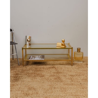 Table basse dorée en verre Donna N°824 - Bon état DEBONGOUT