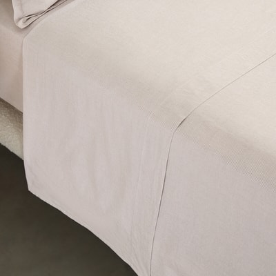 Drap plat en percale de coton lavé, rayé, 120 fils, SABBAL AM.PM