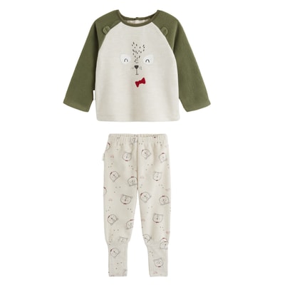 Pyjama bébé 2 pièces en polaire avec pieds retroussables Pistache PETIT BEGUIN
