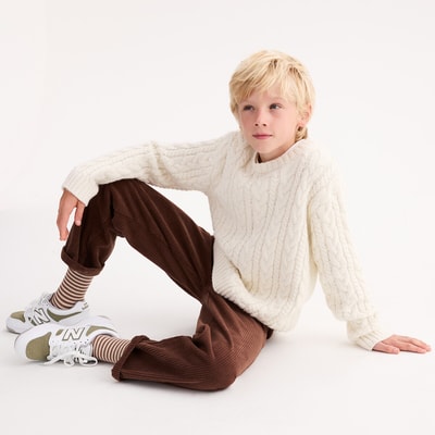 Trui met ronde hals in grof tricot met kabelmotief LA REDOUTE COLLECTIONS