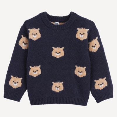 Trui met ronde hals, grof tricot, met beertjes in jacquard LA REDOUTE COLLECTIONS