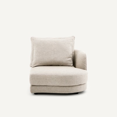 Demi-canapé droit, arrondi, modulable en texturé viscose et lin, TIBERIO AM.PM