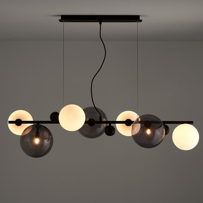 Hanglamp in smoked glas en metaal, Bullesco AM.PM