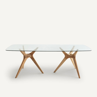 Table rectangulaire verre/chêne, Maricielo AM.PM