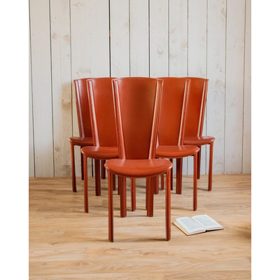 Lot de 6 chaises en cuir Alma N°1124 - Bon état DEBONGOUT