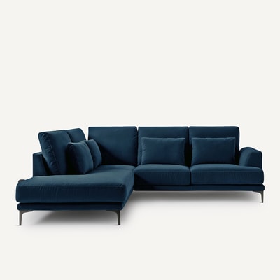 Geschlossenes Ecksofa Marsile mit Ecke links, Samt AM.PM