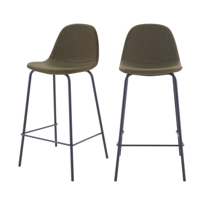 Lot de 2 chaises pour îlot central 65 cm en cuir synthétique - HENRIK MAISON PAVANE
