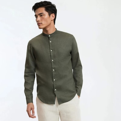 Chemise droite, col mao en lin, Signature AURELE LA REDOUTE COLLECTIONS