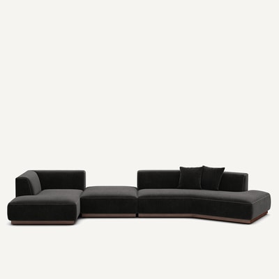 Open bank met hoek links met chenille fluwelen voetensteun, JACOPO AM.PM