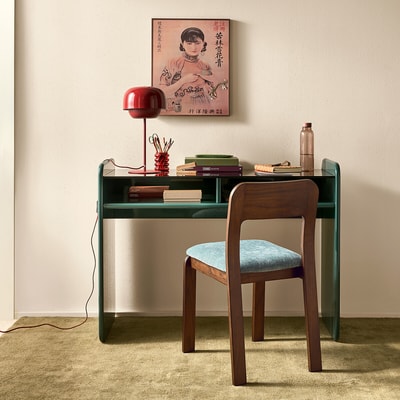 Schreibtisch mit Tischplatte aus rauchfarbenem gehärtetem Glas, Ericson LA REDOUTE INTERIEURS