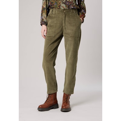 Pantalon carotte femme en 100% coton velours côtelé WENDELI DEELUXE