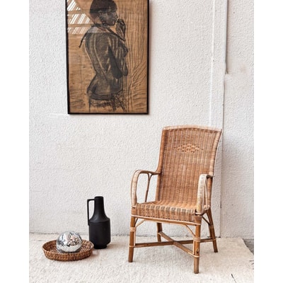 Fauteuil en rotin Ernest N°507 - Bon état DEBONGOUT