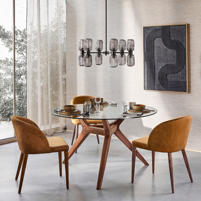Runder Tisch Maricielo, Glas/Nussbaum, Ø 130 cm AM.PM