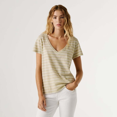 T-Shirt Col V À Rayures PEPE JEANS