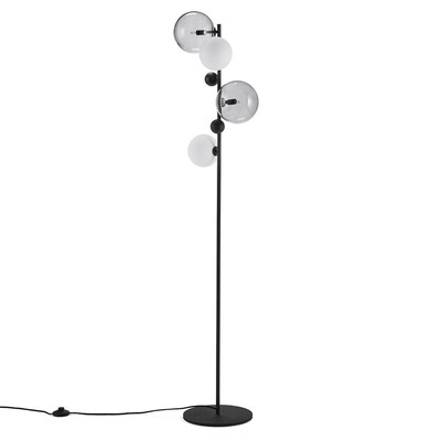 Lampada da terra in vetro fumè e metallo, Bullesco AM.PM