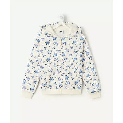 Hoodie met rits en bloemenmotief, van molton TAPE A L'OEIL