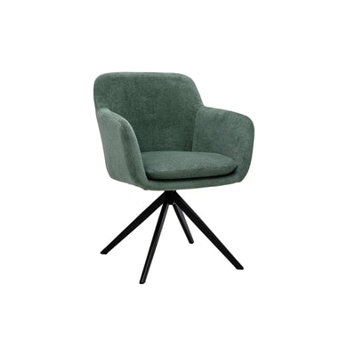 Chaise pivotante 360° en tissu chenille vert kaki et métal noir AMIKA MILIBOO