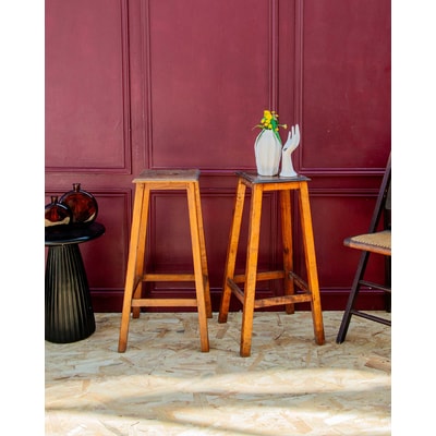 Paire de tabourets en bois Regis N°565 - Bon état DEBONGOUT