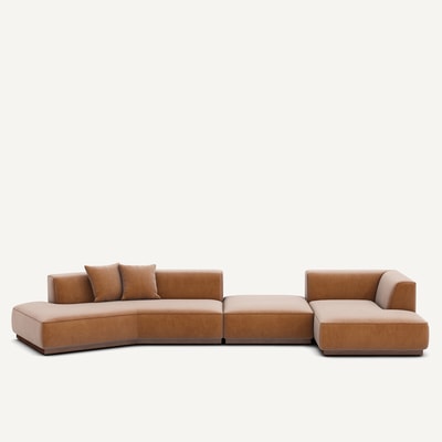 Offenes rechtes Ecksofa mit Fussstütze aus Velours, JACOPO AM.PM