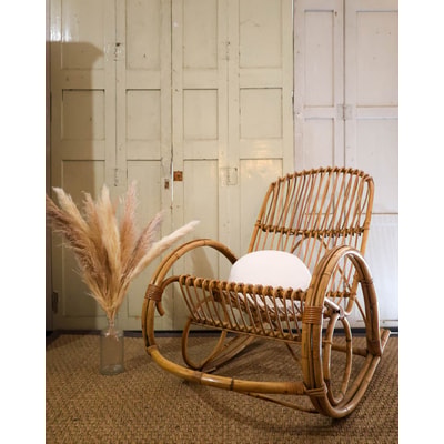 Grand rocking-chair en rotin Ernest N°640 - Bon état DEBONGOUT