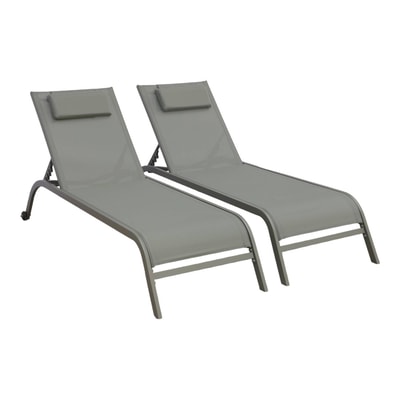 Bain de soleil acier multi positions avec coussin et roulettes (lot de 2) ONA SWEEEK