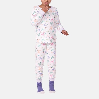 Pyjama van molton, met dinosaurusprint PETIT BATEAU